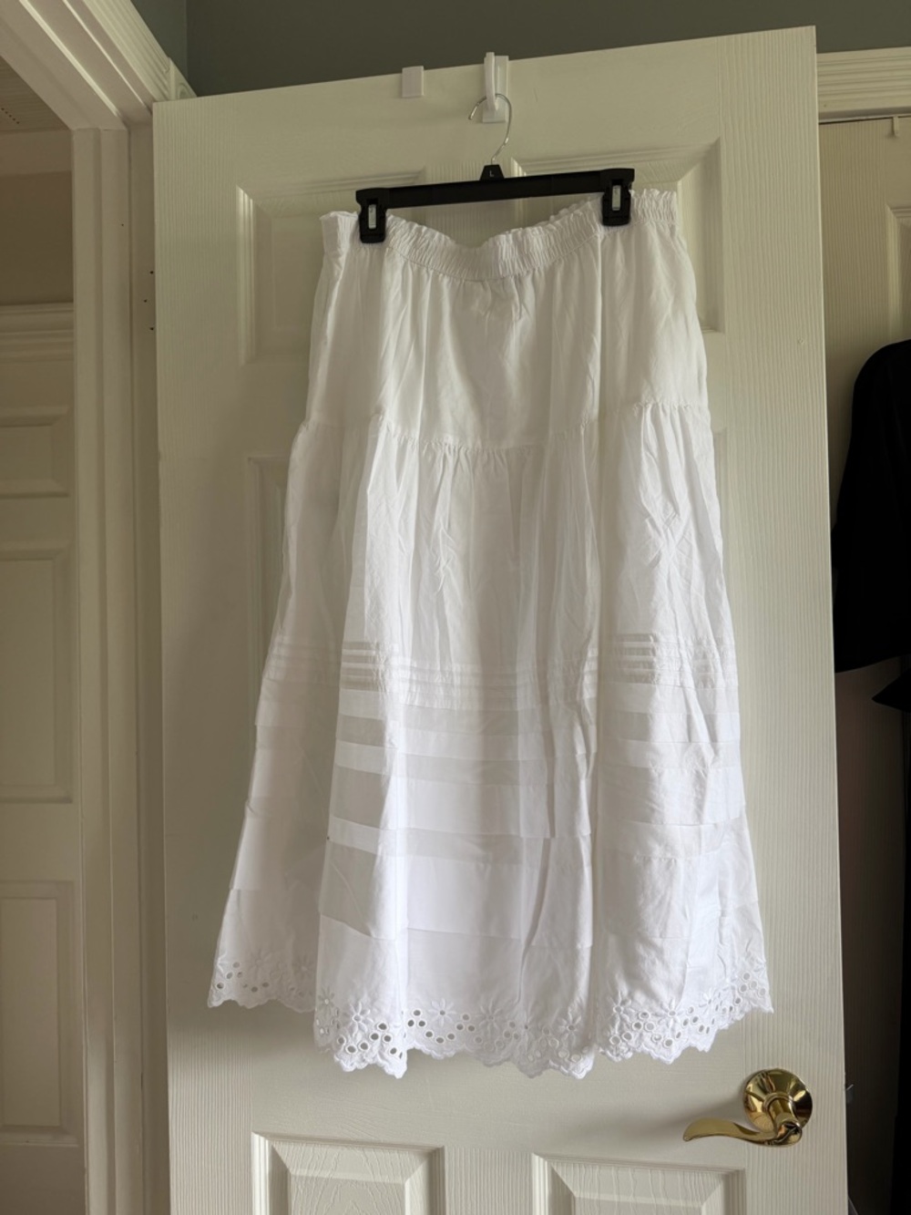 Lands' End White Eyelet Maxi Skirt NWOT